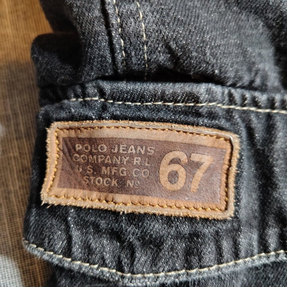 VINTAGE Polo Jeans Shorts Mens Size 40 Dark Wash Black Artillery Cargo Baggy Y2K - Picture 9 of 13